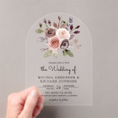 Invitations En Acrylique Neutral Earthy Taupe Floral Wedding (In situ (ordinateur de poche))