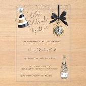 Invitations En Acrylique New Year's Eve Party Gold Glitzy Sparkle (Recto)
