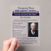 Invitations En Acrylique Newspaper Style Doctor Retirement Card | Custom (In situ (ordinateur de poche))