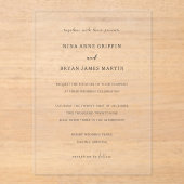Invitations En Acrylique Nina Simple mariage élégant (Recto)