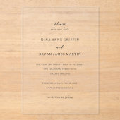Invitations En Acrylique Nina Simple mariage élégant Enregistrer la date (Recto)