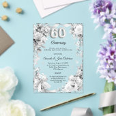 Invitations En Acrylique noces d'argent 60 ans fleurs rubans (Insitu (Mariage))