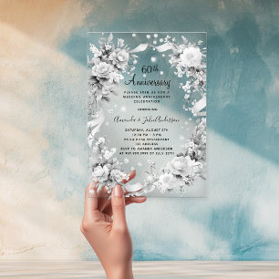Invitations En Acrylique noces de diamant givré 60 ans