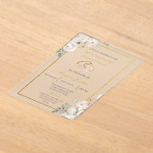 Invitations En Acrylique Noces de fleurs blanches 50 ans (Poser)