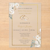 Invitations En Acrylique Noces de fleurs blanches 50 ans (Recto)