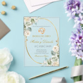 Invitations En Acrylique Noces d'or avec boho blanc (Insitu (Mariage))