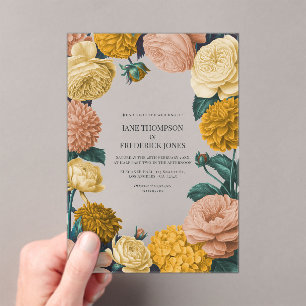 Invitations En Acrylique Noces Miel Ambre, Rose Caramel et Marzipan Doux