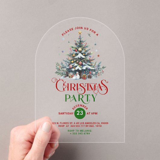 Invitations En Acrylique Noël Arbre rétro Typographie fête de Noël (In situ (ordinateur de poche))