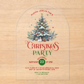 Invitations En Acrylique Noël Arbre rétro Typographie fête de Noël (Recto)