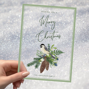 Invitations En Acrylique Noël avec photo de spray d'oiseau et de pin hivern