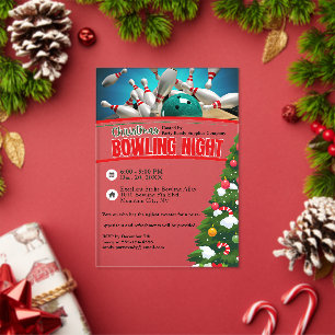 Invitations En Acrylique Noël Bowling Night Arbre Décoré Fête