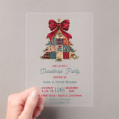 Invitations En Acrylique Noël chic arbre patchwork noeud fête (In situ (ordinateur de poche))