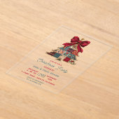 Invitations En Acrylique Noël chic arbre patchwork noeud fête (Poser)