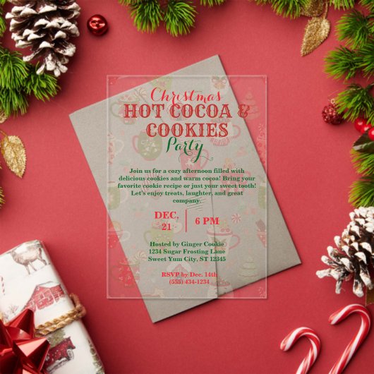 Invitations En Acrylique Noël Hot Coca & Cookies Party avec Motif (Insitu (vacances))