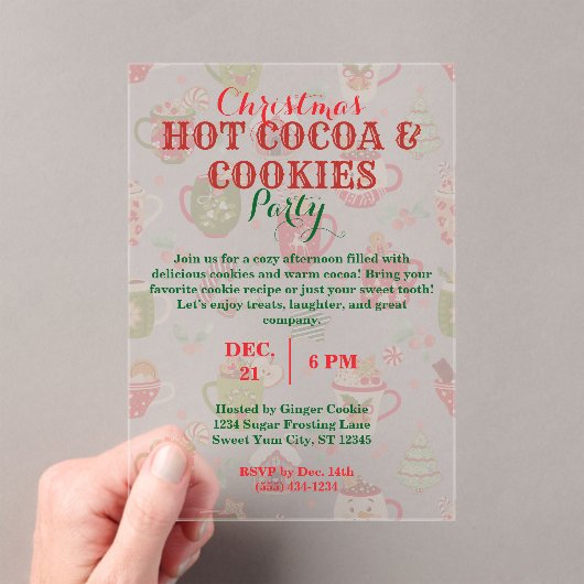 Invitations En Acrylique Noël Hot Coca & Cookies Party avec Motif (In situ (ordinateur de poche))