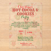 Invitations En Acrylique Noël Hot Coca & Cookies Party avec Motif (Recto)