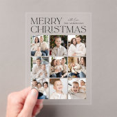 Invitations En Acrylique Noël moderne Black 9 Photo Collage Holiday (In situ (ordinateur de poche))