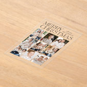 Invitations En Acrylique Noël moderne Black 9 Photo Collage Holiday (Poser)