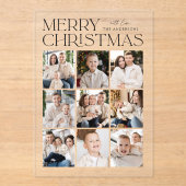 Invitations En Acrylique Noël moderne Black 9 Photo Collage Holiday (Recto)
