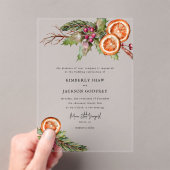 Invitations En Acrylique Noël Orange Slices Mistletoe Mariage (In situ (ordinateur de poche))