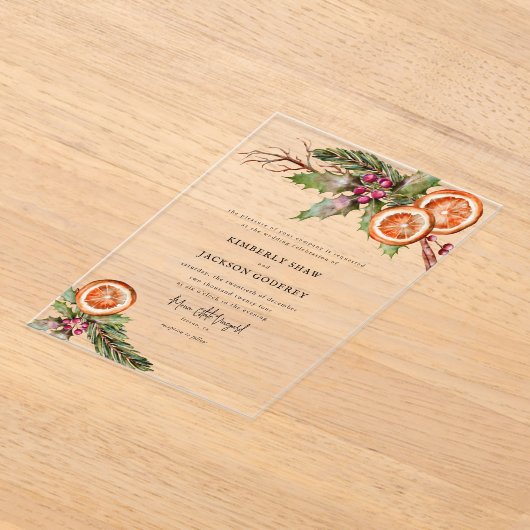 Invitations En Acrylique Noël Orange Slices Mistletoe Mariage (Poser)