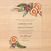 Invitations En Acrylique Noël Orange Slices Mistletoe Mariage (Recto)