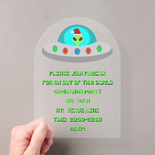 Invitations En Acrylique Noël UFO Ho Ho Alien soucoupe volante Personnalisé