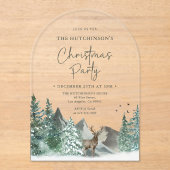 Invitations En Acrylique Noël Vert Aquarelle Pine Forêt Vacances (Recto)