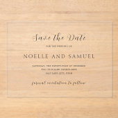 Invitations En Acrylique Noelle Mariage Élégant Enregistrer la Date (Recto)