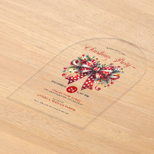 Invitations En Acrylique Noeud de Noël festif, Typographie de fête de Noël