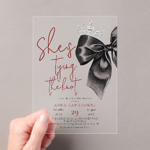 Invitations En Acrylique Nœud noir ⎮Élégance Baby Shower