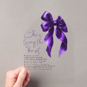 Invitations En Acrylique Nœud papillon violet foncé Elle noue le nœud Enter