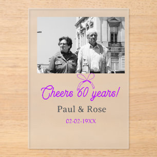 Invitations En Acrylique Nœud papillon violet pour les 60 ans d'anniversair