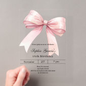 Invitations En Acrylique Nœud rose clair de luxe pour anniversaire (In situ (ordinateur de poche))
