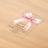 Invitations En Acrylique Nœud rose clair de luxe pour anniversaire (Poser)