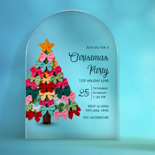 Invitations En Acrylique Nœuds élégants de coquette arbre de Noël fête