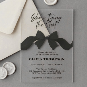 Invitations En Acrylique Noir Arc  Elle Attache le Nœud  Réception de Maria