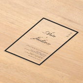 Invitations En Acrylique Noir & Blanc Élégante Calligraphie Moderne Mariage (Poser)
