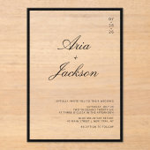 Invitations En Acrylique Noir & Blanc Élégante Calligraphie Moderne Mariage (Recto)