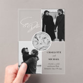 Invitations En Acrylique Noir & Blanc photo moderne mariage Enregistrer la  (In situ (ordinateur de poche))