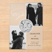 Invitations En Acrylique Noir & Blanc photo moderne mariage Enregistrer la  (Recto)