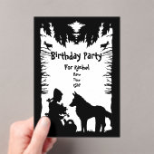 Invitations En Acrylique Noir Blanc Riding Hood Wolf Trees Anniversaire (In situ (ordinateur de poche))