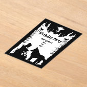 Invitations En Acrylique Noir Blanc Riding Hood Wolf Trees Anniversaire (Poser)