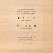 Invitations En Acrylique Noir et blanc classique Mariage élégant (Recto)