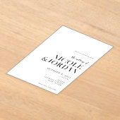 Invitations En Acrylique Noir et blanc moderne Simple Mariage chic (Poser)