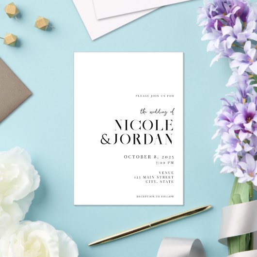 Invitations En Acrylique Noir et blanc moderne Simple Mariage chic (Insitu (Mariage))