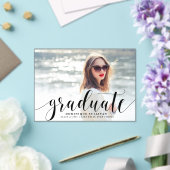 Invitations En Acrylique Noir Moderne Calligraphie Photo Graduation (Insitu (Mariage))