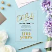 Invitations En Acrylique Noir Or 100e Anniversaire Acrylique clair (Insitu (Mariage))