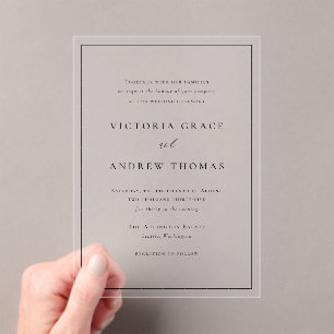 Invitations En Acrylique Noir simple typographie Mariage officiel