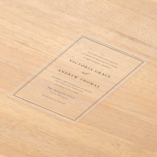 Invitations En Acrylique Noir simple typographie Mariage officiel (Poser)